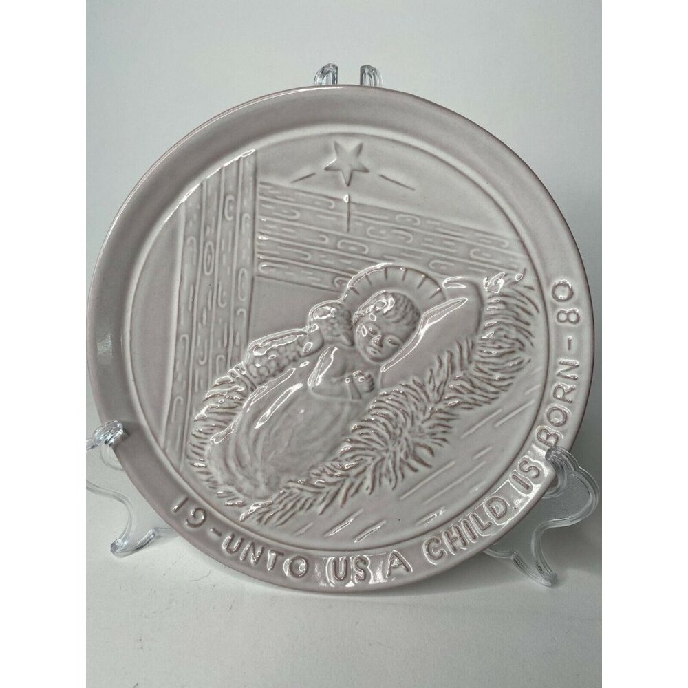 Frankoma 1980 Christmas Collector Plate "Unto Us A Child Is Born" Limited Editio